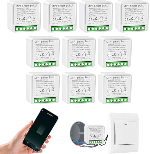 Interruptor de Luz Inteligente WIFI, Interruptore Inteligente, Smart Switch WIFI,Interruptori Inteligente Compatible con Alexa,Tuya y Smart Life,Interruptor WIFI, Interruptor Alexa (10 pieza)