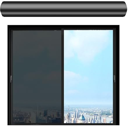 Ruwshuuk Pellicola Adesiva per Privacy da Finestra - Tinta per Finestre con Blocco Solare, Anti UV e Riflettente | Autoadesivo Specchiato con Controllo Termico e Vedere Fuori Non Dentro per Porte