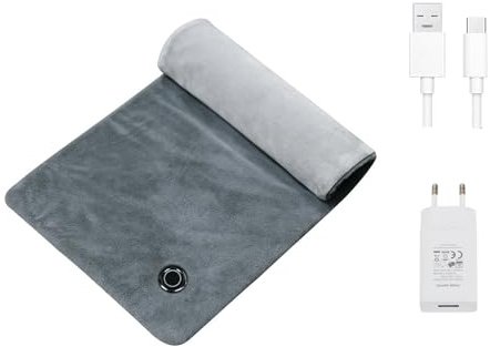 USB Heizkissen, Elektrische Wärmekissen für Rücken Nacken Schulter, USB Heizdecke Wärmedecke mit Schnelle Heiztechnik, Sicheres Wärmepads Waschbare Heating Pad,Heizfläche 15 * 33cm (GrauA)