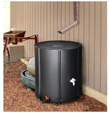 Collettore di acqua piovana pieghevole 1350L Barile di raccolta dell'acqua rivestita in PVC per grondaie Serbatoio di stoccaggio dell'acqua del giardino portatile Soluzione di acqua piovana nera