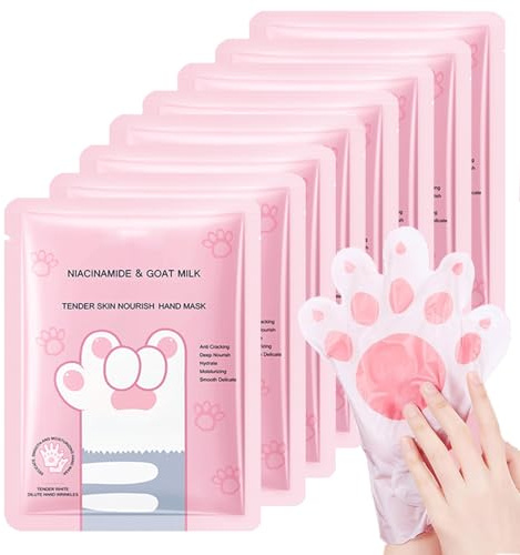 8 paia di guanti per la cura delle mani, maschere esfolianti per mani molto asciutte, maschera idratante per le mani con niacinamide e latte di capra, esfoliante