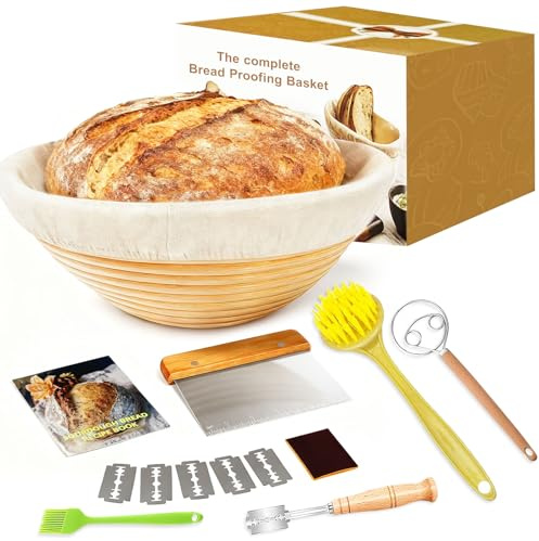 Gärkorb Brot Set Rund 9-Teiliges Gärkörbchen Brot mit Broschüre Backzubehör