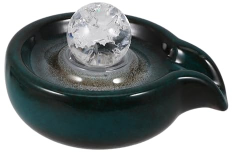 Milisten Fontaine Cascade Céramique Décorative pour Jardin et Intérieur, Sortie d'eau en Céramique Boule Cristal Vert Paon, Accessoire pour Alimentation Cascade Paysagère, Fontaine