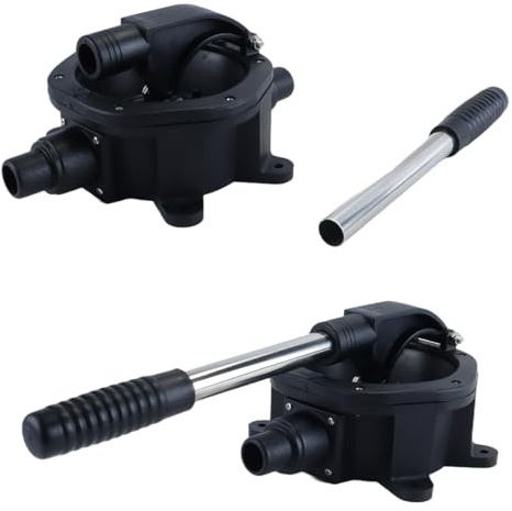 Durlo Pompa di sentina manuale con maniglia in acciaio inossidabile, pompa a membrana manuale autoadescante per gasolio, rifiuti, acqua salata, acqua di sentina