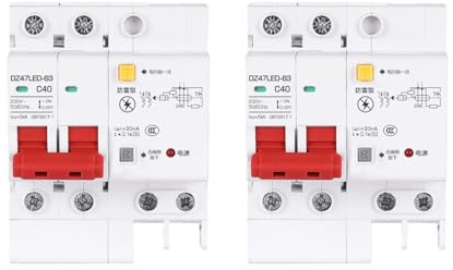 2pcs DZ47LED 2P 220V 3KA 40A Disjoncteur Différentiel (RCD/RCBO/RCCB) Interrupteur Principal Avec Protection Contre Les Surtensions Et Fuites À La Terre