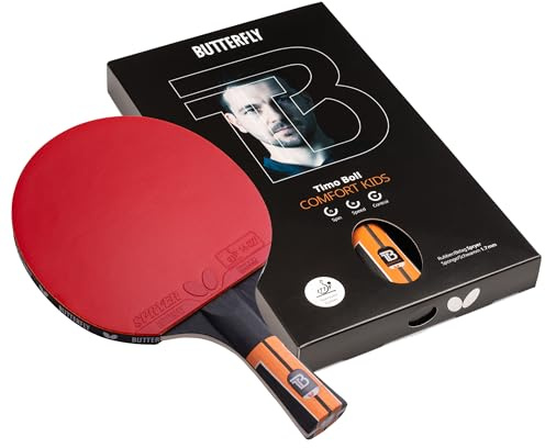 Butterfly Timo Boll Comfort Table Tennis Racket Control Ping Pong Bat with Spryer 1.7mm Rubber, 5-Ply Blade, Lightweight Design for Beginners, Youth & Players with Small Hands