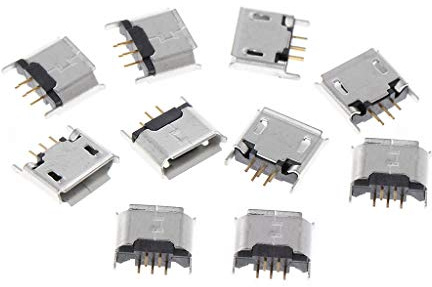 Vdaxvme Lot de 10 prises USB de type B femelle 180 degrés à 5 broches à souder pour câble banane Connecteur à vis Seau adaptateur Prise Cordon Câble Pigtail Panneau femelle Butt
