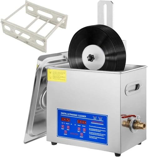 Pulitore ad ultrasuoni per Dischi in Vinile - Pulitore Portatile da 180 W e 6 Litri con Timer Digitale e riscaldatore per Gioielli, Orologi, Occhiali e Protesi Dentarie