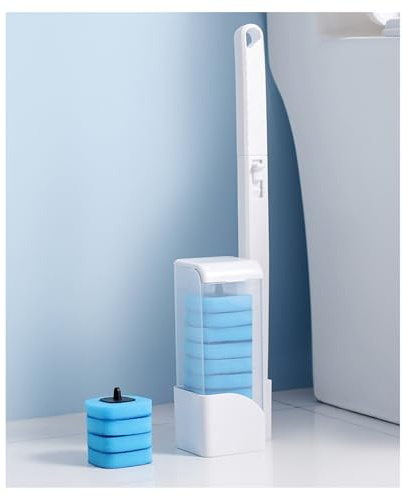 Toilet Brushes, Disposable Toilet Brush with 12 Pieces Cleaner Refills Sponge, Toilet Brush Cleaner for Washbasin, Bathtub