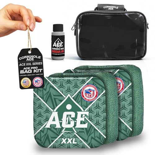 CornholeAce XXL Serie - Green Carpet - ACO Pro Approved Cornhole Bags - Bag Kit - 4 Pro Bags (5/9 Speed)