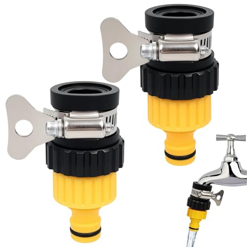 Tap Hose Connector 2 Pack,Universal Tap Connector for Hose Pipe, Faucet Adapter Garden Removable Adjustable Mixer for Kitchen Garden Bath Indoor and Outdoor, Easy to Install