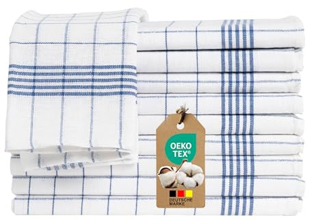 Loomiva 10er Set Halbleinen Geschirrtuecher 50x70 cm | Rauchblau für Haushalt und Küche | 50% Leinen und 50% Baumwolle | Öko-TEX Standard 100