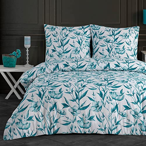 Buymax Bettwäsche 200x200 cm – Bettwäsche Set 3-teilig 200 x 200 cm, Renforcé 100% Baumwolle, Bettbezug mit 2 Kissenbezügen 80x80 cm, Oeko-TEX, Reißverschluss, weich und atmungsaktiv