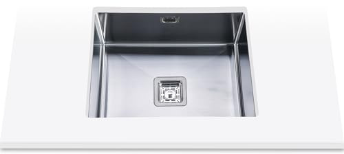 Edesa | Fregadero Bajo Encimera | Modelo MAKALU BE 50x40 1C R-10 | 1 Cubeta Cuadrada | Fregadero de Cocina 20 cm de Profundidad | Ancho de 60 cm | Acabado en Acero Inoxidable