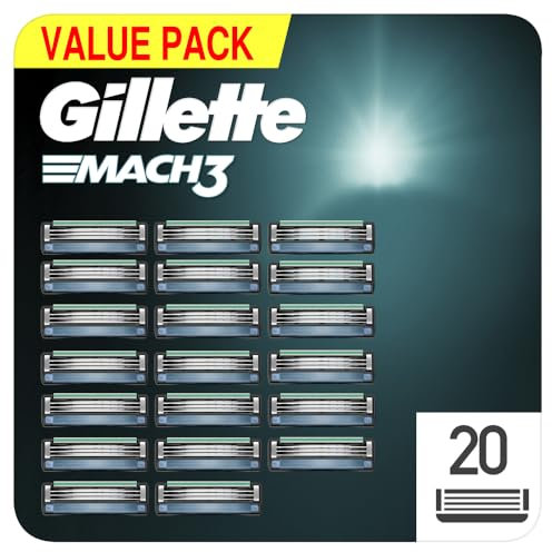 Gillette Mach3 Rasierklingen Herren, 20 Stück Rasierklingen-Nachfüllpackungen, stärker als Stahlklingen (Verpackung kann variieren)