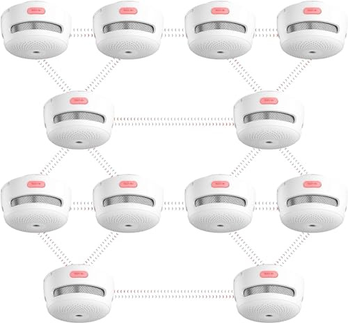 X-Sense Detector de Humo inalámbrico en Red, Mini Alarma de Incendios con batería reemplazable, Compatible con Detector de Incendios, Alarma de Humo con Rango de transmisión de más de 250 m, XS01-WR,