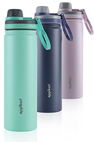 eppikan EppiSporty Edelstahl Thermosflasche Trinkflasche Isolierflasche Sportflasche Wasserflasche 530ml, 750ml Sport-Schul-Fitness-Outdoor-flasche mit Sportdeckel (Light Teal, 750 ml)