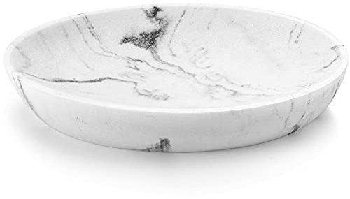 Luxspire seifenschale Marmor, Ovaler Seifenhalter Kratzfest Seifenbox Seifendose Elegant Seifenablage Leicht Reinigen Soap Holder Dish für Küche Badezimmer und Dusche, Kies Weiß