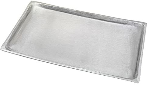 NKlaus Aluminium Silber Tablett rechteckig 25x15cm Kerzenteller Schmuckablage Untersetzer Deko Oberfläche glatt 10432