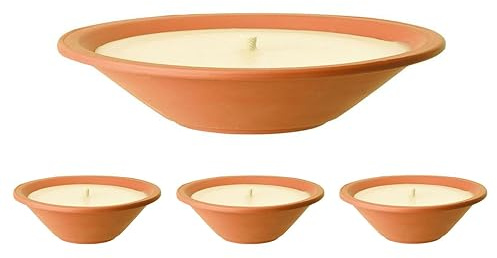 Flamskålar för utomhusbruk 4 stycken – utomhusljus Terracotta – perfekt för din trädgård – eldskålar i en uppsättning om 4 – 13 timmar brinntid – 23 x 7 cm