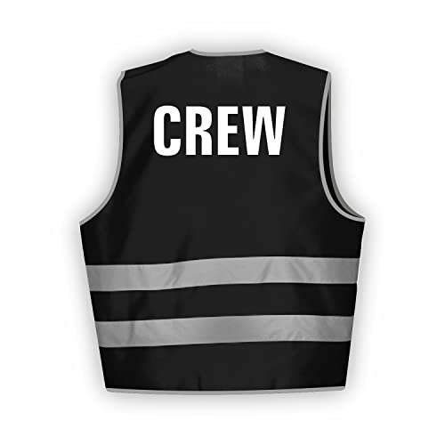 Fassbender-Druck WARNWESTEN - Sicherheitsweste SCHWARZ Warnweste nach EN ISO 20471 zertifiziert - Warn Weste für Crew - Unisex mit hochwertigem Reflektorstreifen (SCHWARZ I M/L I 5er Set)