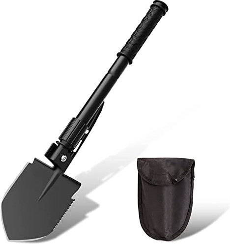 MXXHFC Garten-Grabschaufel, Robustes Manganstahl-Grabenwerkzeug, 18,11 Zoll, Klappschaufel mit verstellbarem Griff