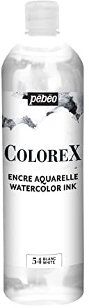 Pébéo - Tinta blanca Colorex 1L - Colorex Watercolour Ink Pébéo - Tinta blanca aterciopelada - Tinta de dibujo multiherramienta para todos los medios - 1 L - Blanco