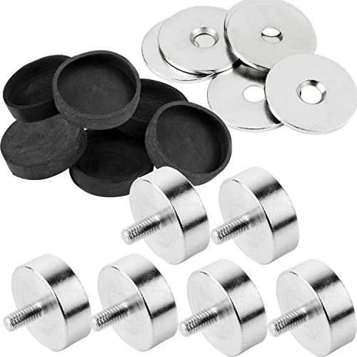 vasalat Topfmagnet mit Gewindezapfen zum Einschrauben, Magnet mit Metallscheiben und Gummi-Kappen, ø 20mm Neodym 18-teilig