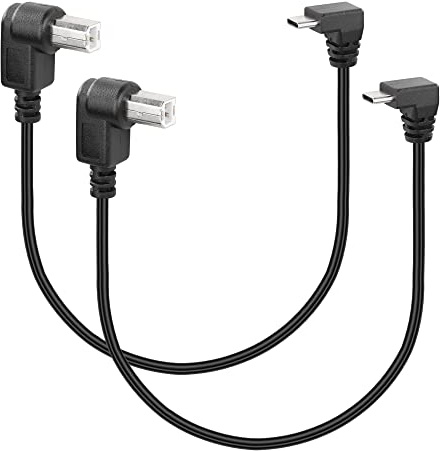SinLoon USB-B-auf-USB-C-Druckerkabel, 2 Stück, USB2.0-Typ-B-auf-Typ-C-Kabel, kompatibel mit Drucker, MIDI-Controller, MIDI-Tastatur und mehr (Type B (Right))