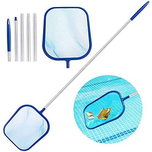 Pool-Laub-Reinigungskescher, feinmaschiges Skimming-Pool-Kescher mit 47-Zoll-Aluminiumstange mit 5 Abschnitten für die Reinigung von Schwimmbädern, Gartenteichen, Whirlpools und Spas