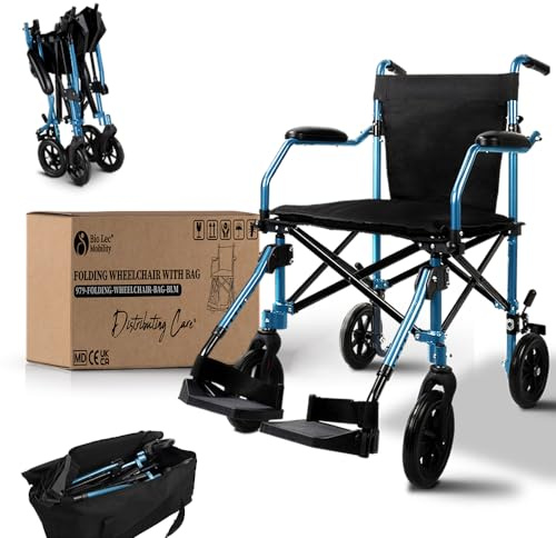 FOLD-O Wheelchair | Folding Transit Wheelchair | Attendant & Transport 57cm Narrow | Comes with Travel Bag | Bio-Lec Mobility
