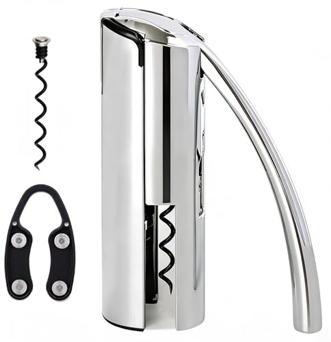 KAYCROWN Wine Opener, Stainless Steel Vertical Lever Corkscrew with Foil Cutter, Extra Spiral and Premium Gift Box, Manual Wine Opener with One-Pull Design, Wine Bottle Opener