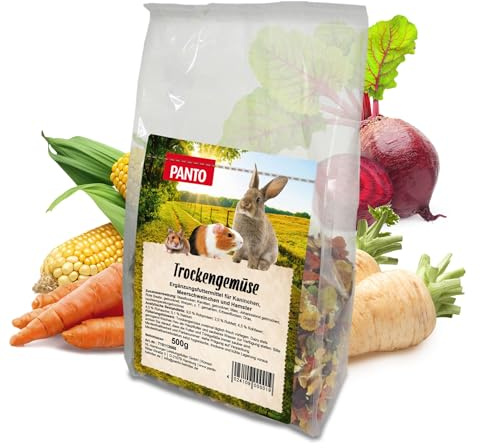 PANTO Trockengemüse 6 x 500 g – Nager- & Kaninchenfutter mit Möhren, Vorrat | Natürliches Gemüse-Ergänzungsfutter mit Pastinaken, Möhren & Roter Bete – vitaminreich für alle Nagerarten