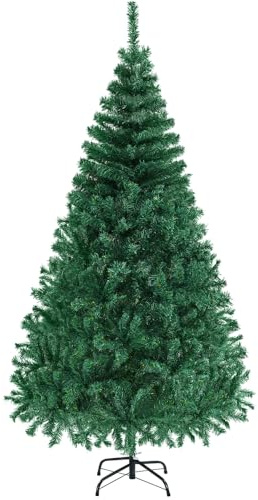 Yaheetech Albero di Natale 183 cm Artificiale con Supporto in Metallo Pieghevole Effetto Realistico Abete Verde Rami Folto Alto Decorazioni per Casa Negozio