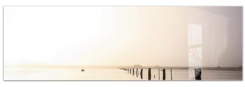 timalo Küchenbild aus Acrylglas modernes Wandbild Glasbild Deko Küche XXL Acryl-Bild wie Glas | 160x50cm See in der Abendsonne, Sonnenuntergang Natur