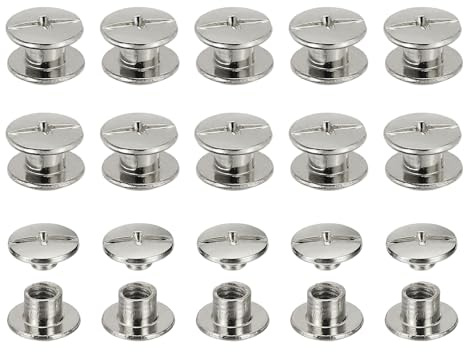 PATIKIL Chicago Screws, 60set M5 x 4mm Carbon Steel Phillips Head Screw Rivets Binding Screws Post Nail Rivet for Leather Belt Bag Backpack Craft Bookbinding, Silver Tone