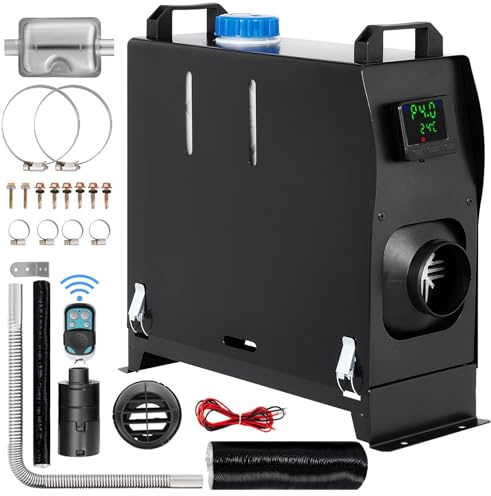 PEIXU Calentador de Aire Diesel 12V 8KW Portátil Negro Calentador de Combustible Calefacción Estacionaria Calentador Diesel Aire Calentador de Estacionamiento Control Remoto con Interruptor LCD