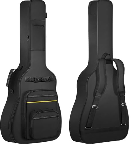 OUUTMEE 41 Zoll Tasche für E-Gitarre 104 x 40 x 7 cm Gitarrentasche Verstellbare Schultergu 5 mm Perlenwattepad 600D Oxford-Tuch，Schwarz