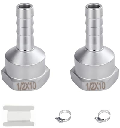 2 Pieza Racor de manguera, barb de 10 MM a rosca hembra de 1/2 BSP, 304 de acero inoxidable accesorio de compresión para el agua, Industrial (1/2IGx10mm)