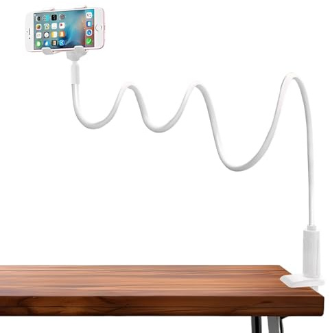 agctrler Schwanenhals Handyhalterung Bett, 138cm Flexible Lang Arm Handyhalterung Tisch, 360 Grad Drehung Handyhalter für iPhone, Samsung, 4-7 Zoll Smartphone