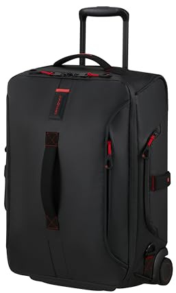 Samsonite Paradiver Light - Borsa da Viaggio con Ruote & Funzione Zaino (55 cm), Small, Bagaglio a Mano, Idrorepellente, Leggera, 51L, Nero (Black)