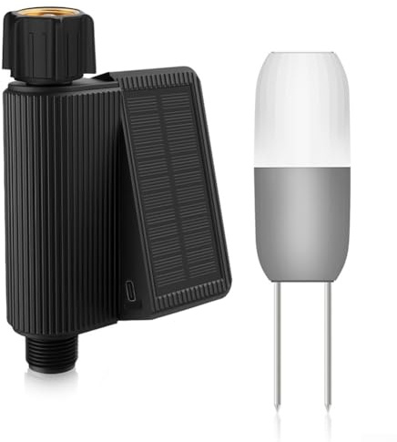 HOHOVYVY Timer di irrigazione Wi-Fi a energia solare con ritardo di pioggia IP65, compatibile con Tuya Smart per Alexa e per Home Assistant per rubinetto da giardino DN20