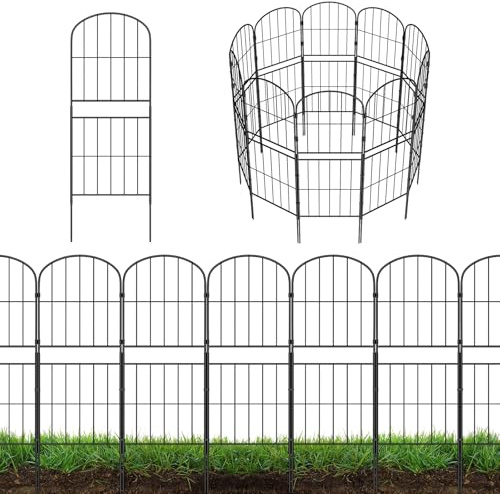 LIANTRAL Hoch Gartenzaun, Tier Barriere Zaun, Metall Steckzaun, 10 Stück | Dekoration Gitterzaun für Garten, Hundezäune Gartenbeet, Rostfeste Garten Zaun für Hund, Kaninchen, 91 cm (H) x 3,05 m (L)