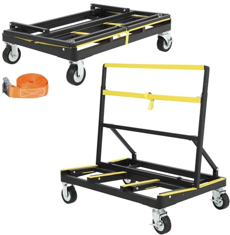 Plasterboard Trolley Dry Wall Cart, 1000kg Heavy Duty Sheetrock Board Sheet Material Carrier Dolly Transporter with Swivel Wheels (2 Loackable), Folding Drywall Cart for Plywood Sheetrock Glass Window