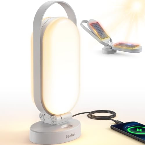 Jeebel Campinglampe Solar LED 500LM 5000mAh Wiederaufladbare Campinglaterne | Tragbare Zeltlampe mit Solar- & USB-C-Ladung, Touch-Dimmung, 4 Modi, 240 LEDs, IP55 für Outdoor Camping Notfälle