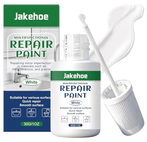 Luyuttn Emaille Reparatur Lack 30 ml, Badewannenlack Weiß,Wandfarbe Ausbessern Weiß,Emaille Reparaturset,Keramik Waschbecken Reparatur, für Badewannen, Toiletten, Fliesen, Wände usw