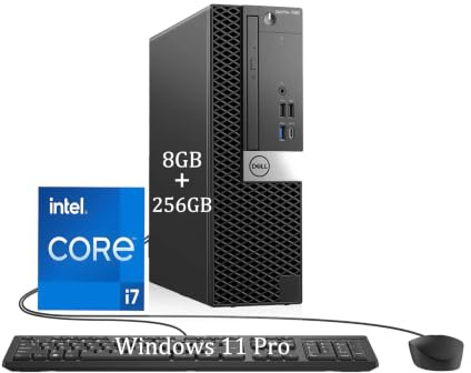 Dell Optiplex 7060 SFF Desktop Computer PC, Intel Core i7-8700, 8GB RAM, 256GB SSD, WiFi, Bluetooth, US Keyboard QWERTY, Windows 11 Pro (Renewed)