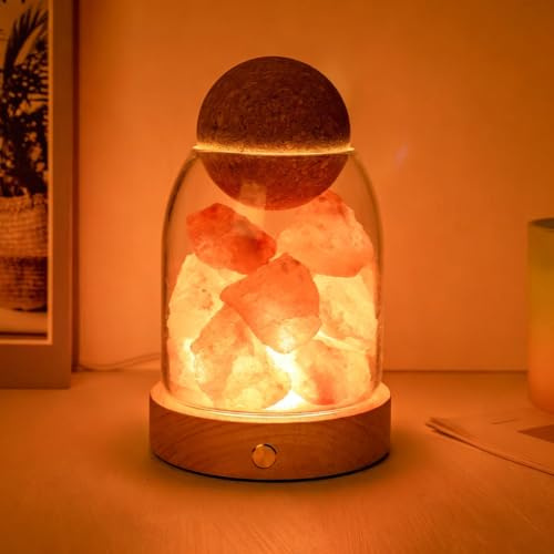 Maimeili Salt kristall sänglampa naturlig aromdiffusor USB-port 3 dimbara färglägen dekoration för sovrum, kontor, spa wellness och avkoppling