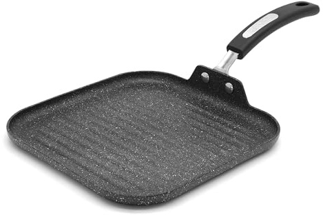 Starfrit The Rock 25cm (10) Non-Stick Grill Pan - Durable Forged Aluminium - Oven Safe - PFOA Free - Easy to Clean - Black