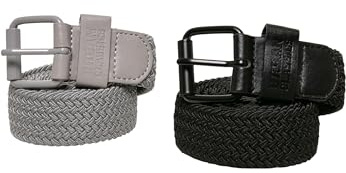 Urban Classics Unisex Elastic Belt Set Gürtel,, 2per pack Grau (blk/gry 00029), No Aplica|#No Aplica|#694 (Herstellergröße: L/XL)